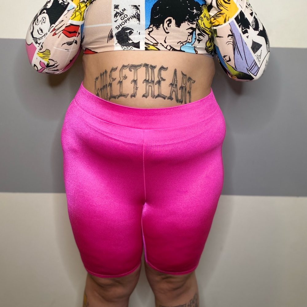 ❌SOLD❌Neon Pink Liquid Bike Short